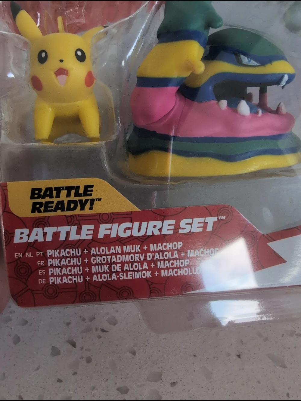 Pokemon Battle Figure Set – Pikachu, Machop & Alolan Muk (Pink/Yellow/Blue)